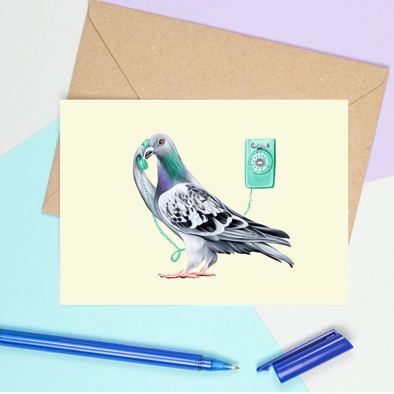Pigeon au téléphone - Carte de souhait