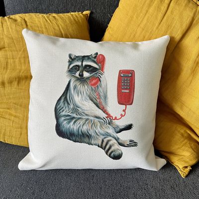 Coussin - Raton au téléphone