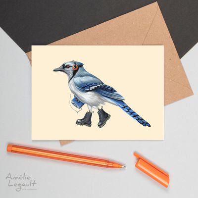 Geai bleu en botte - Carte de souhait