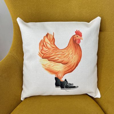 Housse de Coussin - Poule en converse