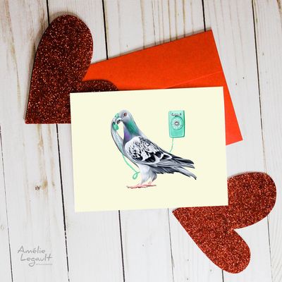 Pigeon au téléphone - Carte de souhait