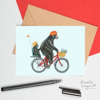 Ours à vélo - Carte de souhait