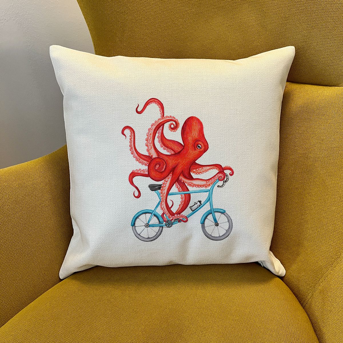 Housse de Coussin - Pieuvre à vélo