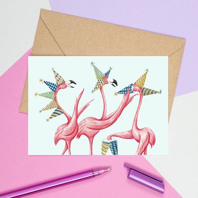 Flamants roses party - Carte de souhaits