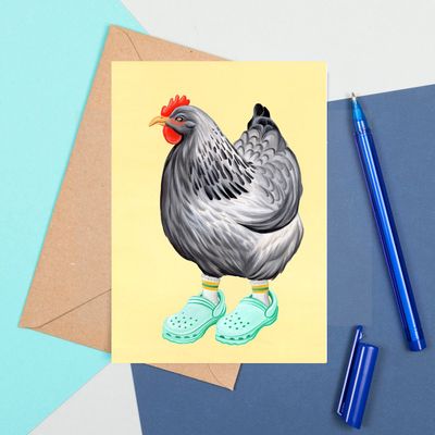 Poule en crocs - Carte de souhait