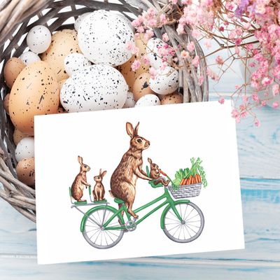 Lapins à vélo - Carte de souhait
