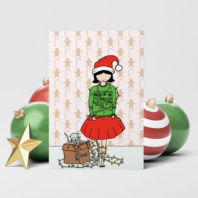 Les Petites au lumière de noël - Carte de souhaits