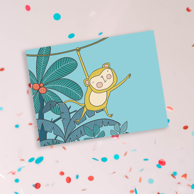 Jungle Swinging Monkey - Greeting Card