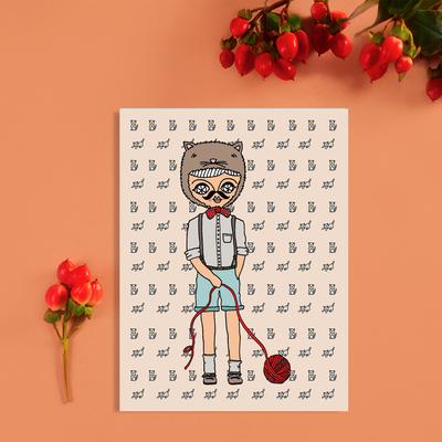 Dressed as a cat - Greeting Card