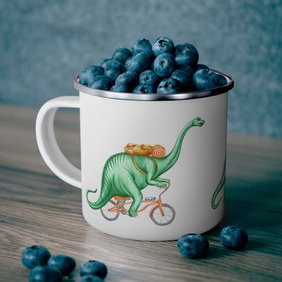 Tasse en émail trios dinosaure