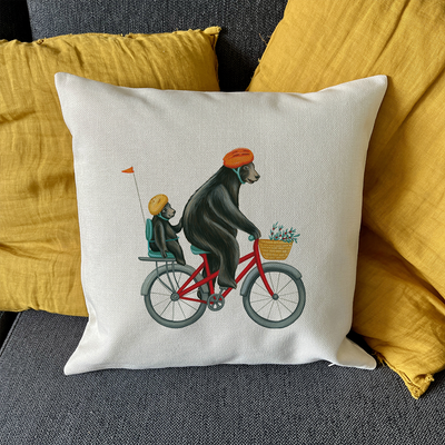 Coussin - Ours à vélo