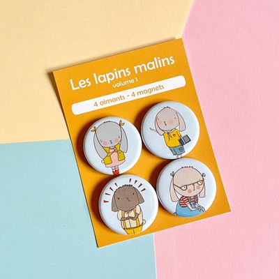 Aimants Lapins malins volume 1 (lot de 4)