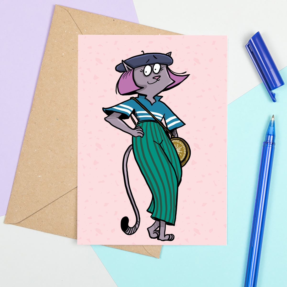 Frenchie la chatte stylé - Carte de souhaits