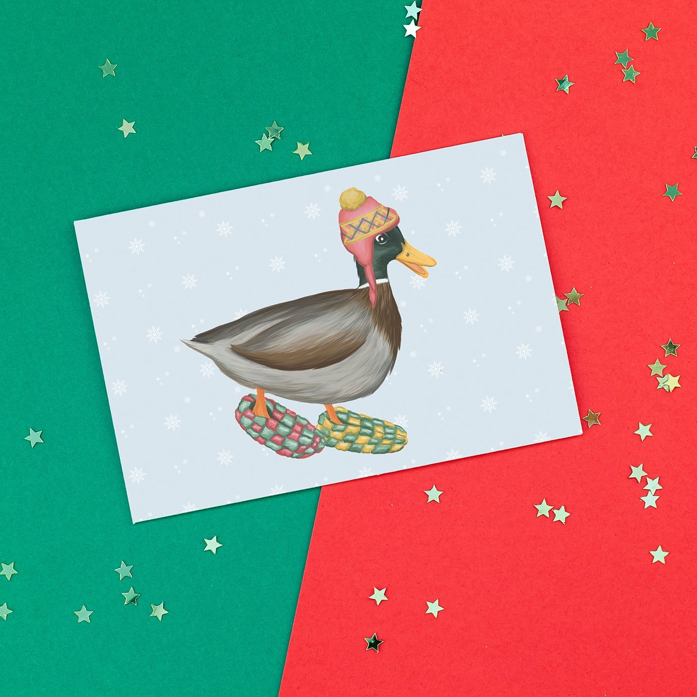 Canard en chaussettes - Carte de souhait