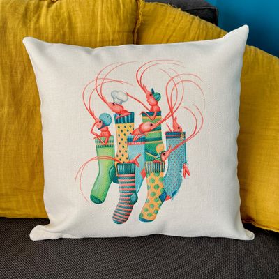 Housse de Coussin - Les crevettes en chaussettes