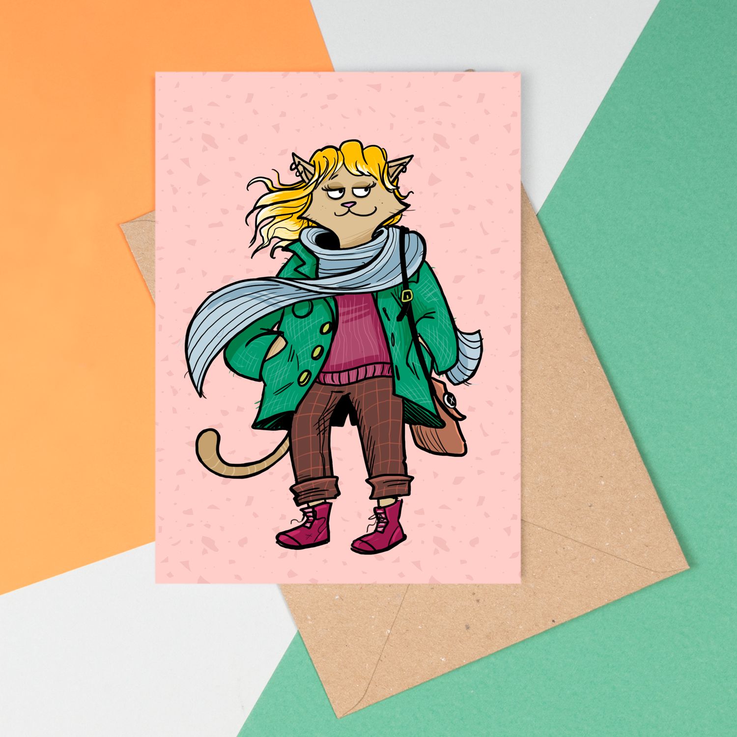 Grungie the stylish cat - Card