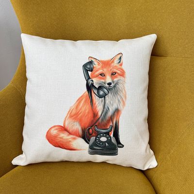 Coussin - Renard au téléphone