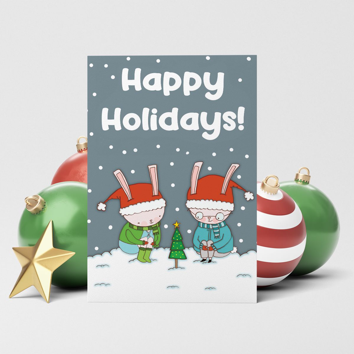 Lapins Malins - Arbre de Noël - Carte de souhaits, LANGUAGE: ENGLISH