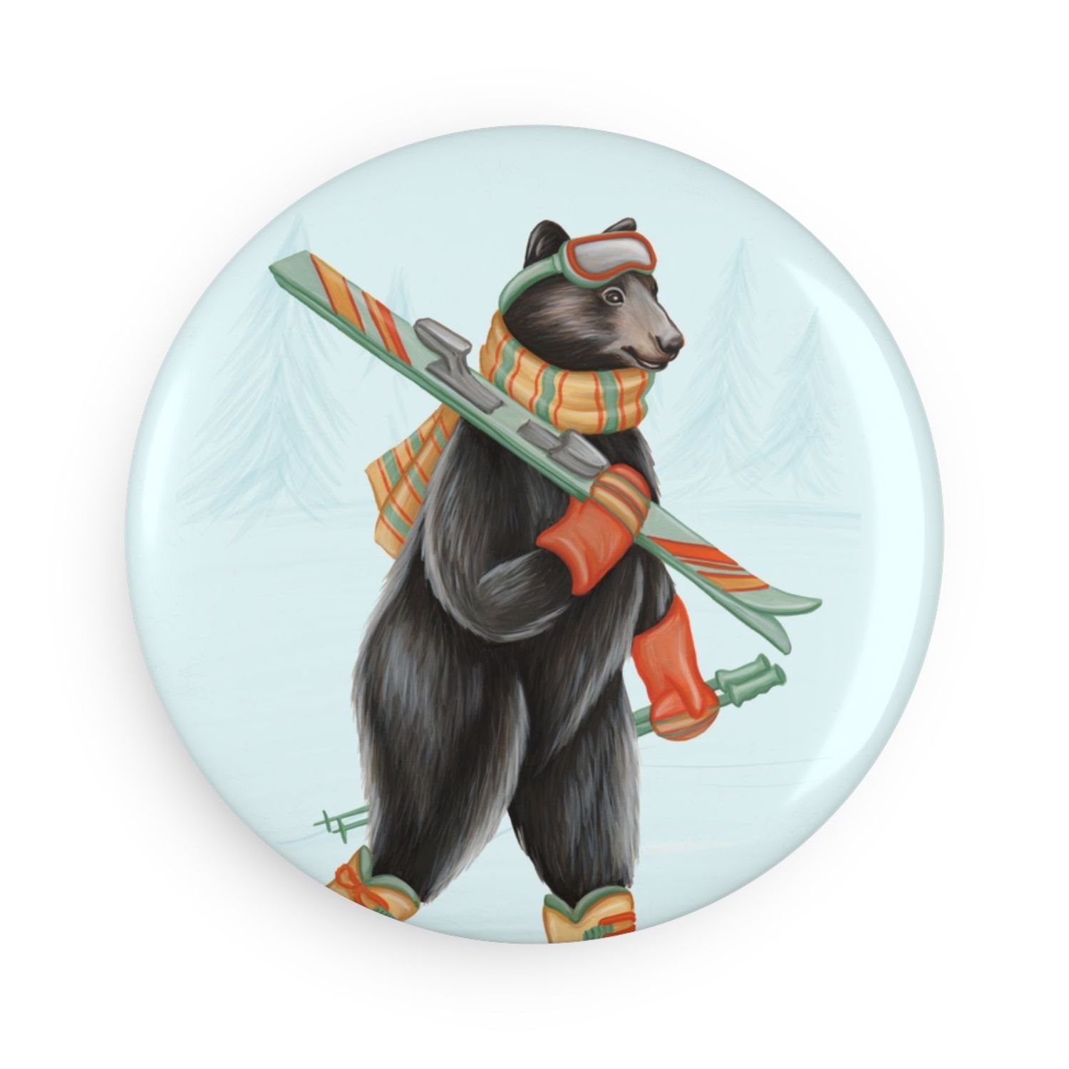 Grand aimants ours sportif, Animal: Skiing