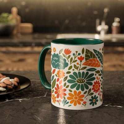 Tasse motif Fleur verte