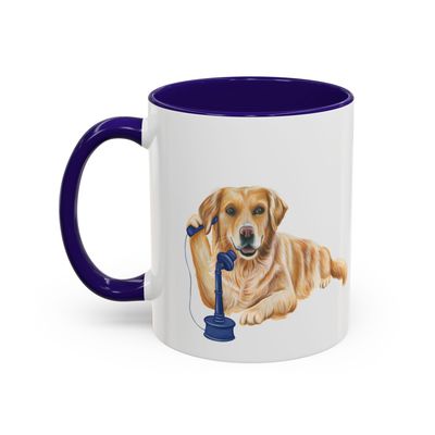 Tasse Golden au téléphone