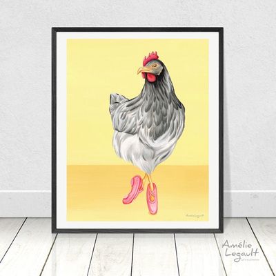 Poule ballerine - Affiche murale