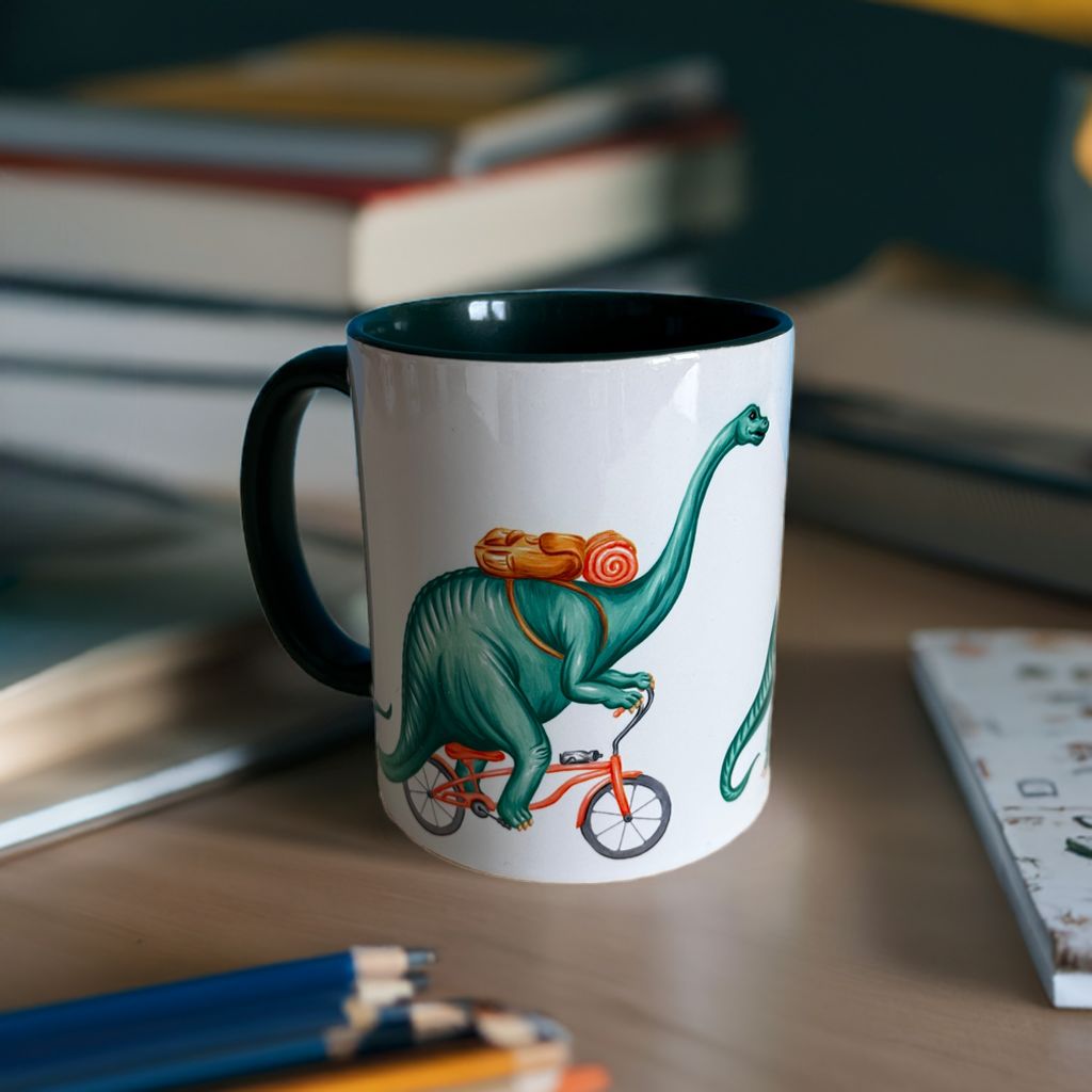 Tasse orignal, ours et renard en vélo