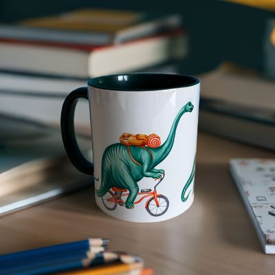 Tasse orignal, ours et renard en vélo