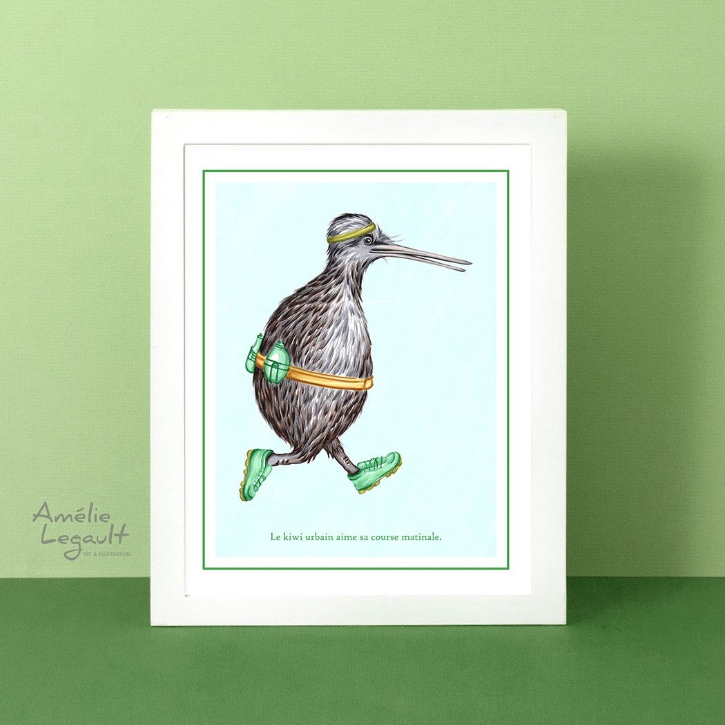 Kiwi jogging - Affiche murale, LANGUAGE: Français, Size: 8&#39;&#39; x 10&#39;&#39; (20.3 x 25.4 cm)
