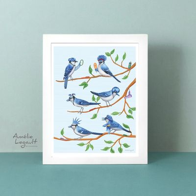 Geai Bleu dans un arbre - Affiche murale