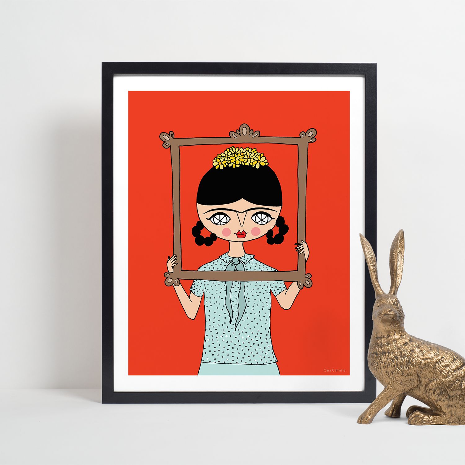 Frida - regardant à travers le cadre - Affiche murale