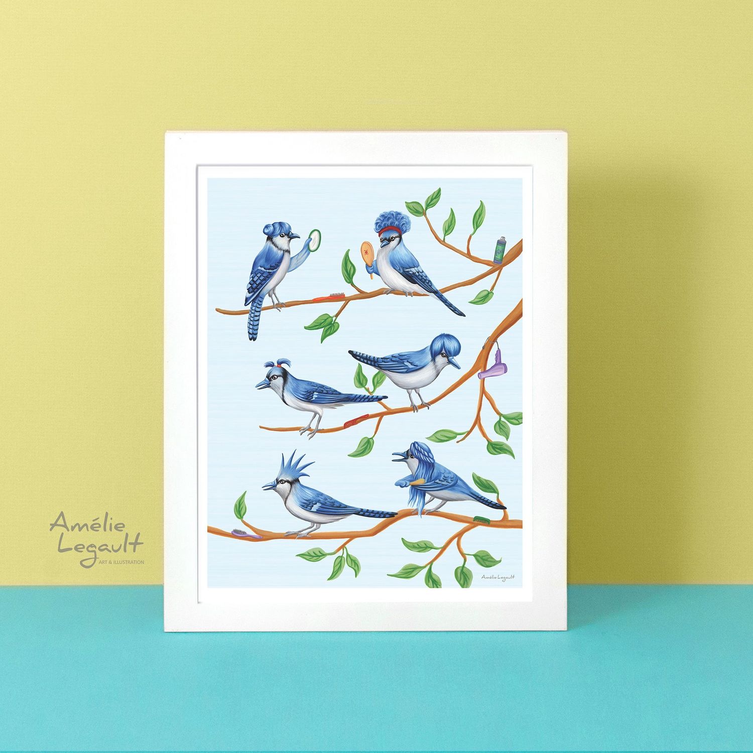 Geai Bleu dans un arbre - Affiche murale