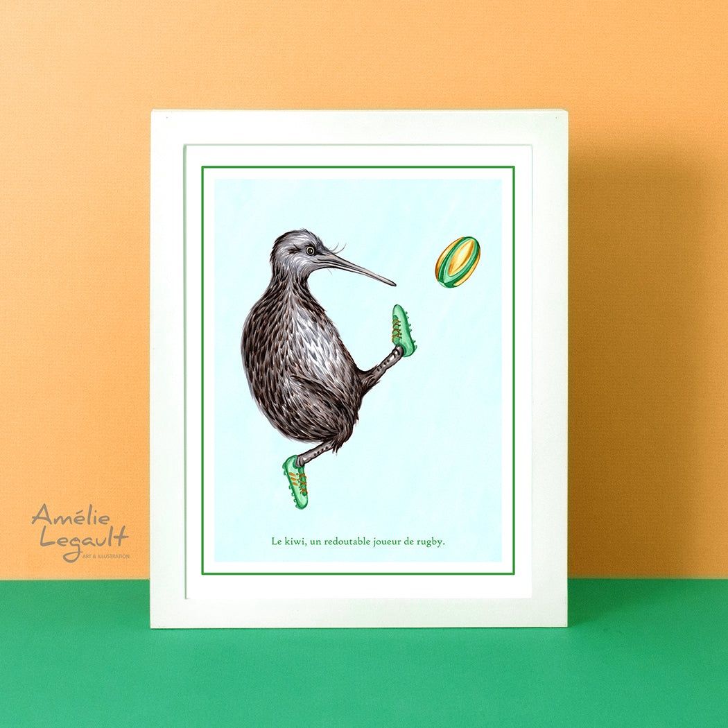 Kiwi rugby - Affiche Murale, LANGUAGE: Français, Size: 8&#39;&#39; x 10&#39;&#39; (20.3 x 25.4 cm)