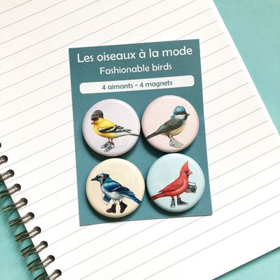 Aimants Oiseaux à la mode (ensemble de 4)