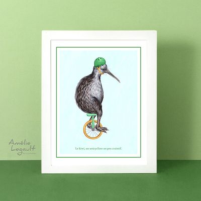 Kiwi en unicycle - Affiche murale