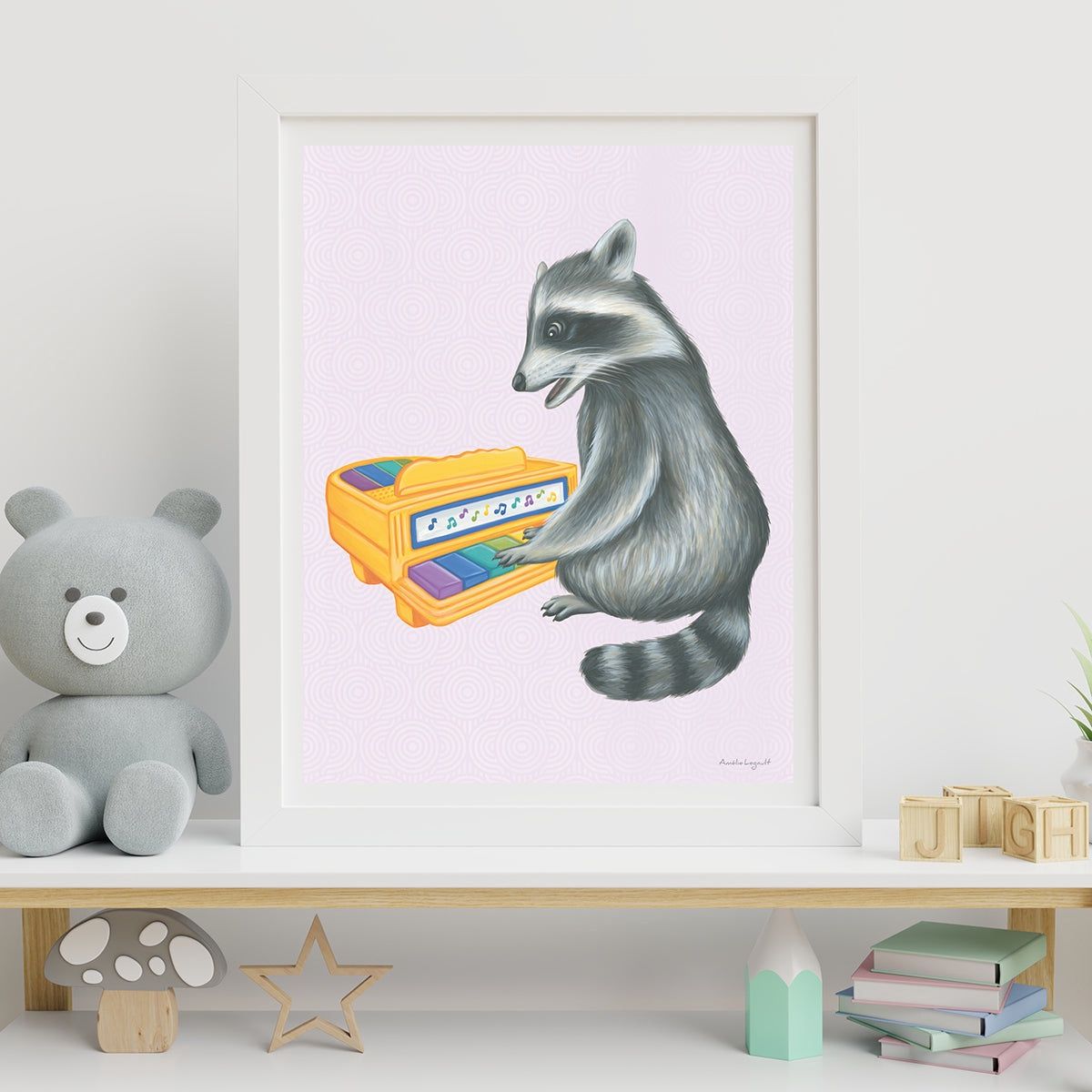 Bébé raton au piano - Affiche murale