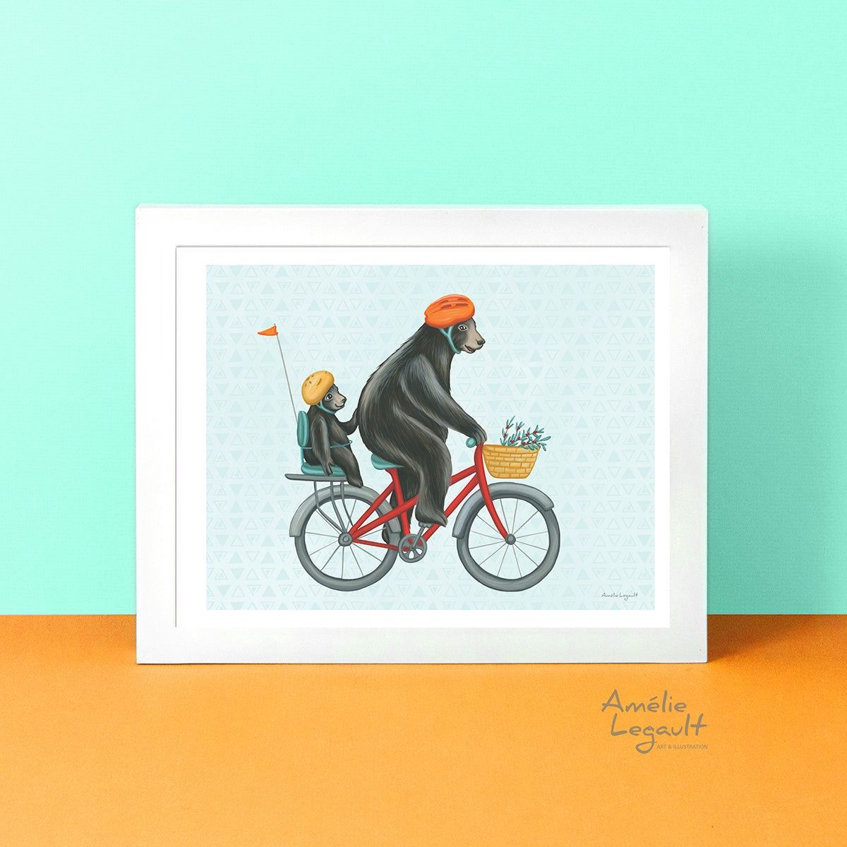 Ours en vélo - Affiche murale