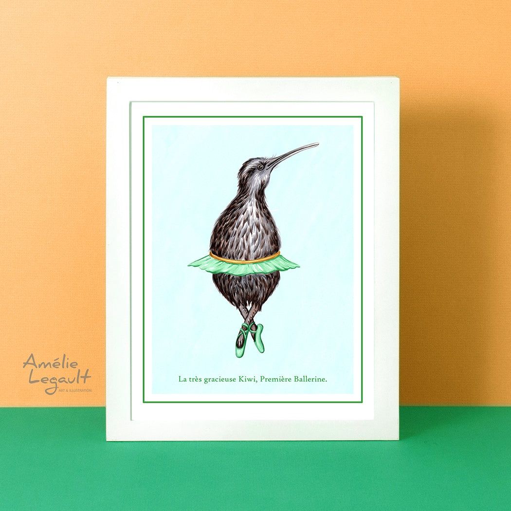Kiwi ballerine - Affiche murale, LANGUAGE: Français, Size: 8&#39;&#39; x 10&#39;&#39; (20.3 x 25.4 cm)