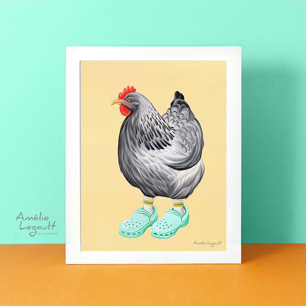Poule en Crocs - Affiche murale