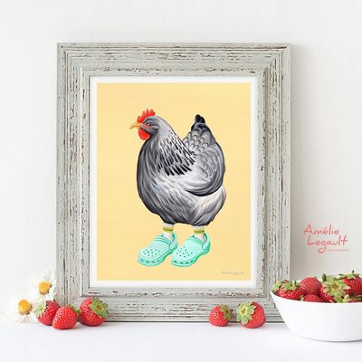Poule en Crocs - Affiche murale