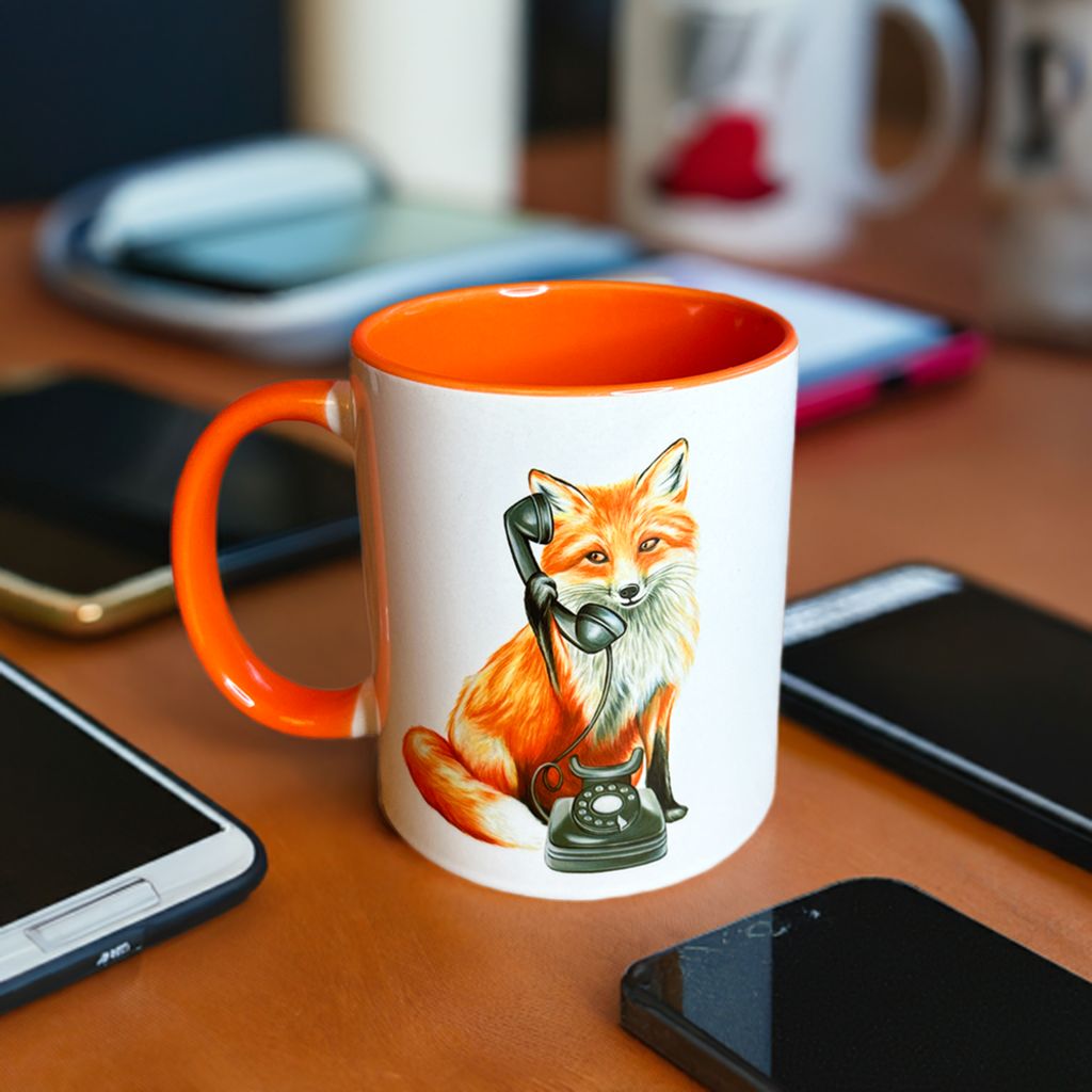 Tasse Renard au Téléphone