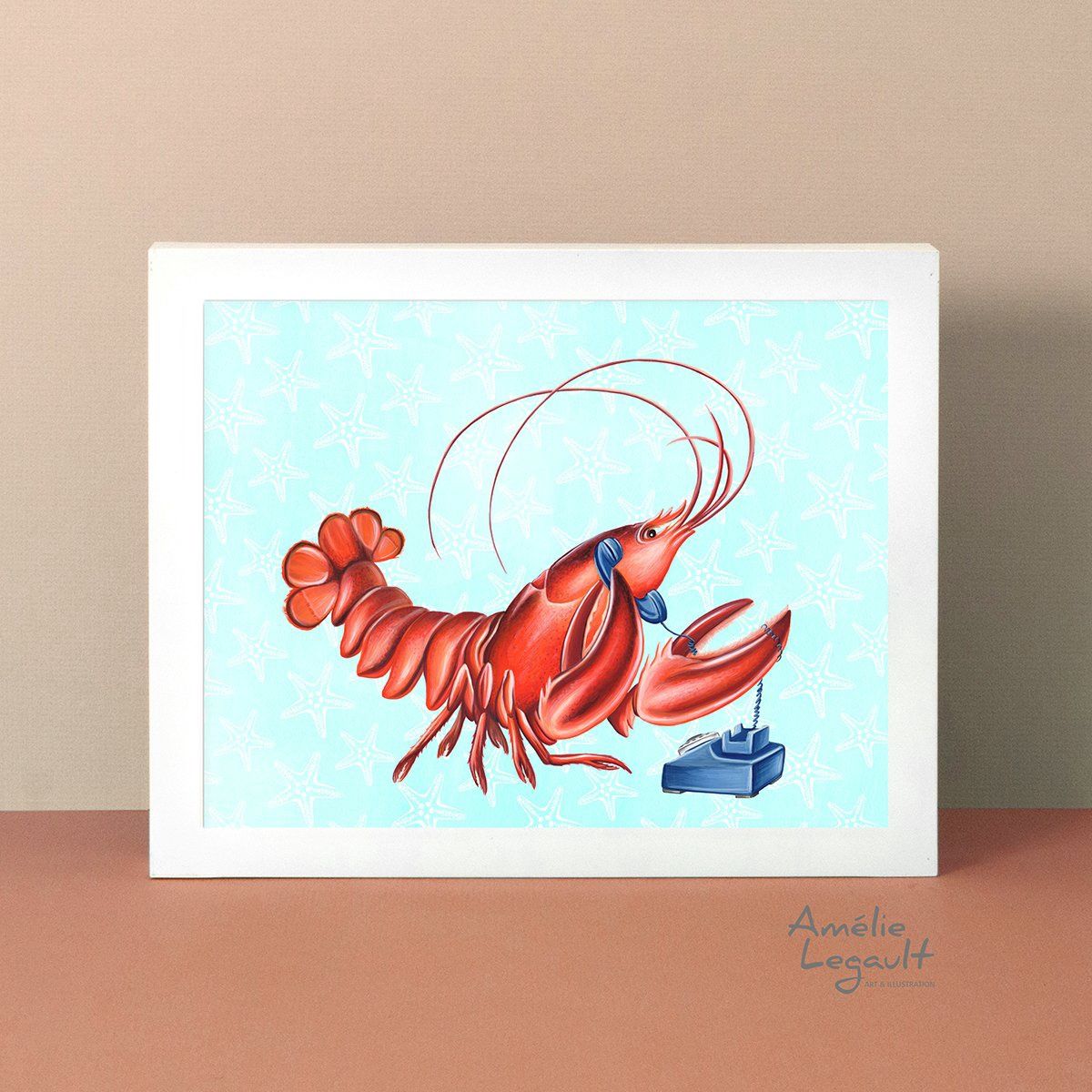 Homard au téléphone - Affiche murale