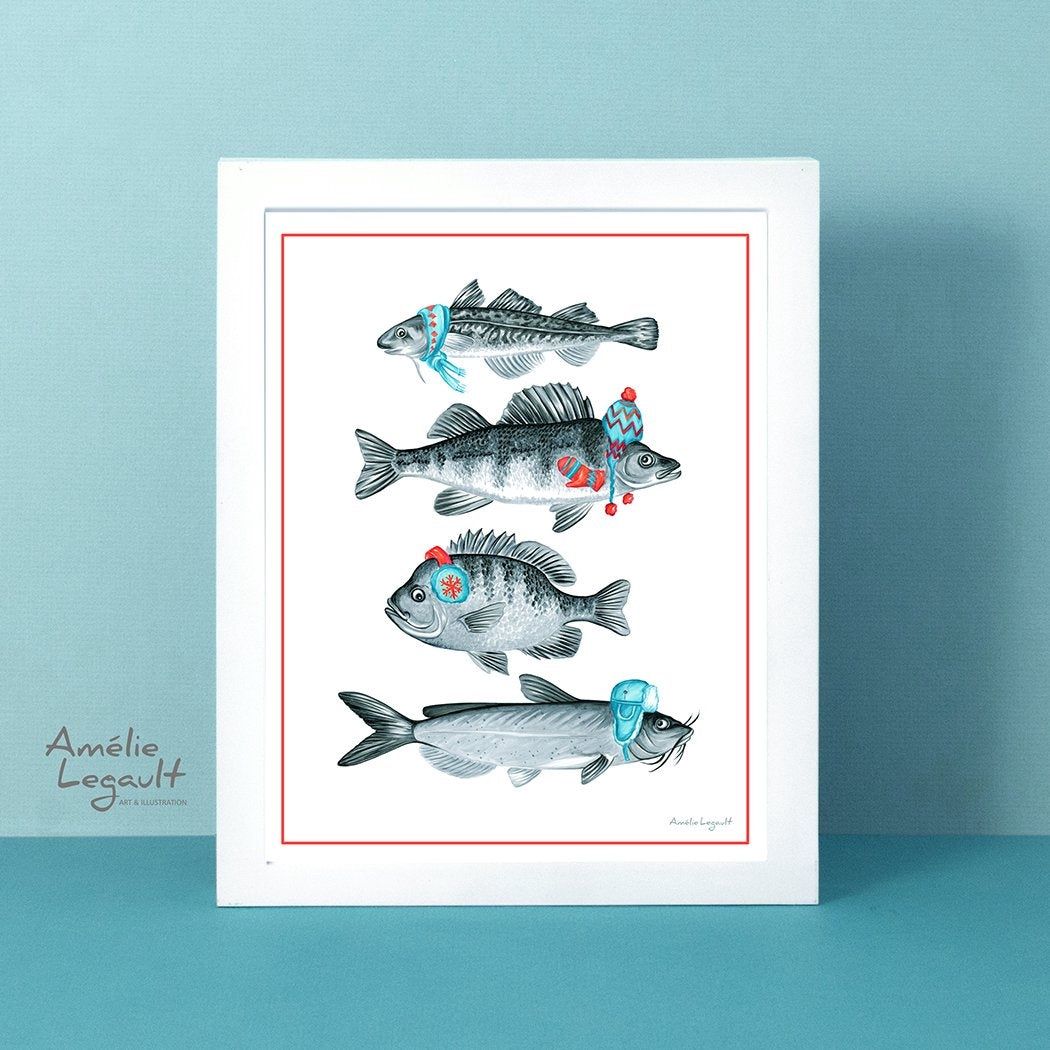 Les poissons frileux - Affiche murale