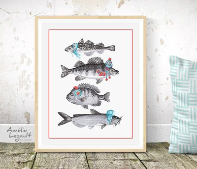 Les poissons frileux - Affiche murale