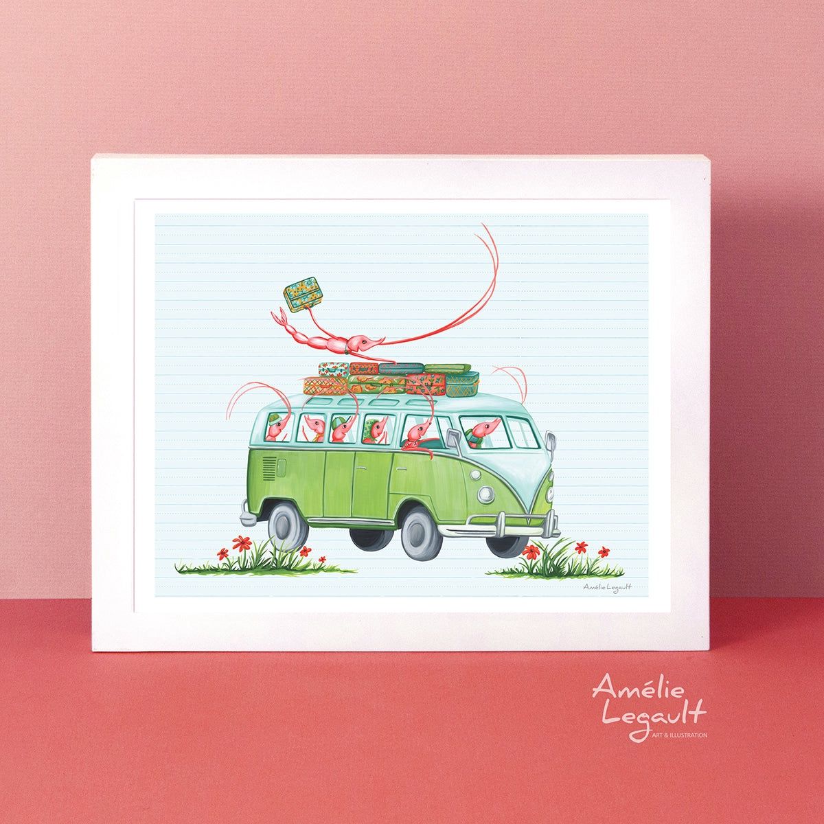 Jeannette la crevette, les crevettes en camionnette - Affiche murale
