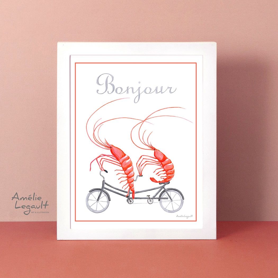 Crevettes à vélo tandem - Affiche murale