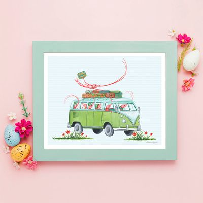 Jeannette la crevette, les crevettes en camionnette - Affiche murale