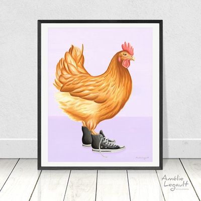 Poule en converse - Affiche murale