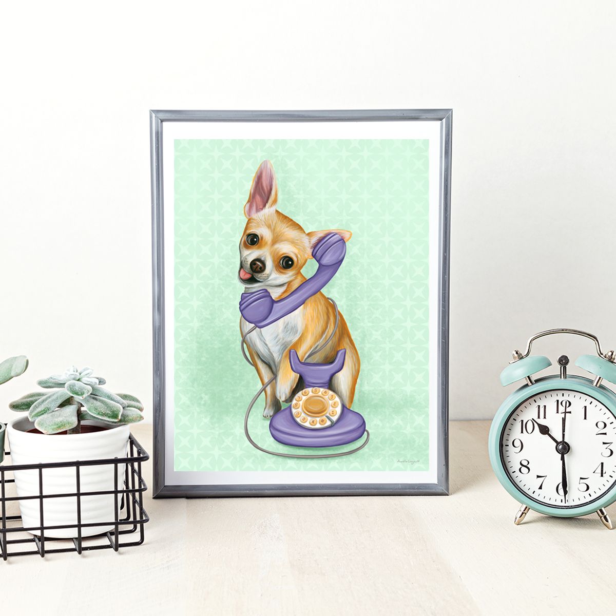 Chihuahua au téléphone - Affiche murale