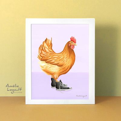 Poule en converse - Affiche murale